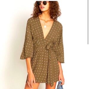 Faithfull the Brand Green Corelli Wrap Dress